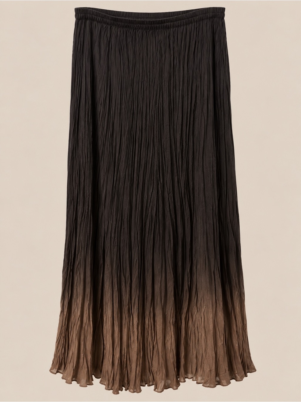 Chico's Black to Brown Ombre Pleated Maxi Skirt